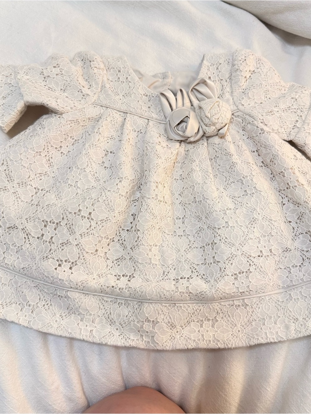 Laura Ashley Cream Lace Floral-Applique Party Dress